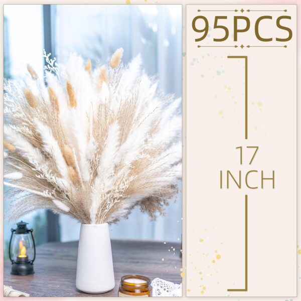 95 PCS Pampas Grass Decor Natural Dried Flowers | Boho Dried Floral Arrangement Centerpiece Table Decor Wedding Decor Rustic Decor (95PCS) - Image 2