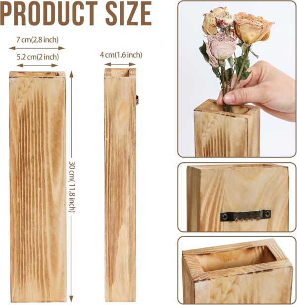 Wood Wall Planters Modern Decor for Livingroom Bedroom Bathroom Contemporary Wooden Wall Planter Versatile Wood Home Decor for Dried Flowers and Faux Greenery Plants (4 Pack，Walnut) - Image 4