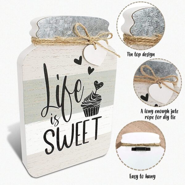 Old Shack Kitchen Wall Decor - Set of 4 Mason Jars - Charming Farmhouse Kitchen Decor - Giftable Rustic Home Decor - Lovely Dining Room Decor - Tin Top Design - 8 Inches Tall by 5 Inches Wide - Image 2