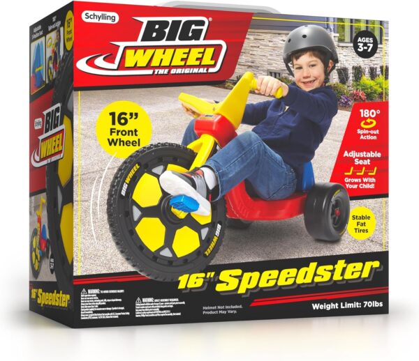 Schylling Big Wheel Speedster - Original Classic Ride On Bike - Low-Riding Tricycle with Adjustable Seat - Kids 3-7 Years Old up to 70 lbs - Image 6