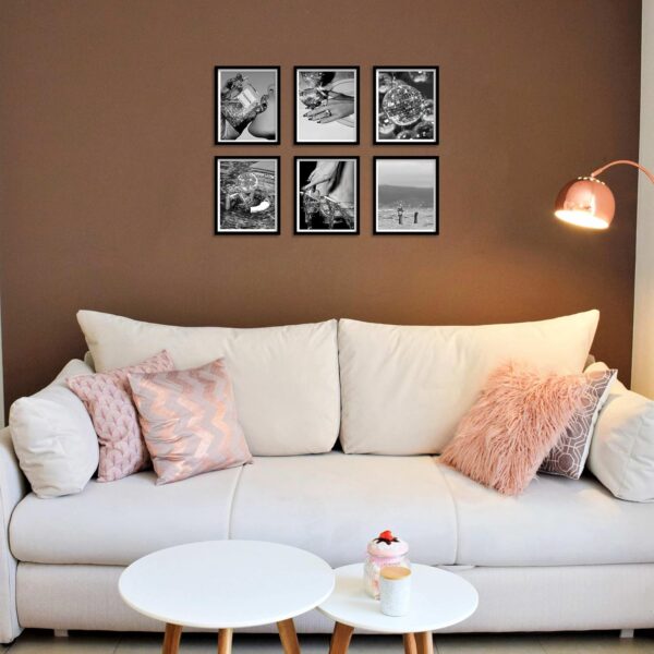 Fashion Wall Art Prints Set of 6 Feminist Black and White Glam Posters Retro Luxury Modern Women Champagne Mirror Ball Canvas Wall Decor for Living Room Bedroom (B, 8"x10" UNFRAMED) - Image 7
