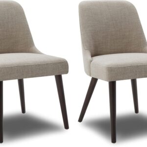 CHITA Mid-Century Modern Dining Chair, Upholstered Fabric Accent Chair for Dining Room, Set of 2, Flax Beige in Fabric