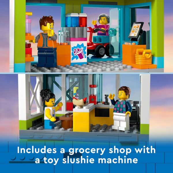 LEGO My City Apartment Building 60365 Toy Set with Connecting Three Floor Room Modules, Includes a Mobility Scooter, Bike and 6 Minifigures for Imaginative Role Play, Fun Gift Idea for Kids - Image 5