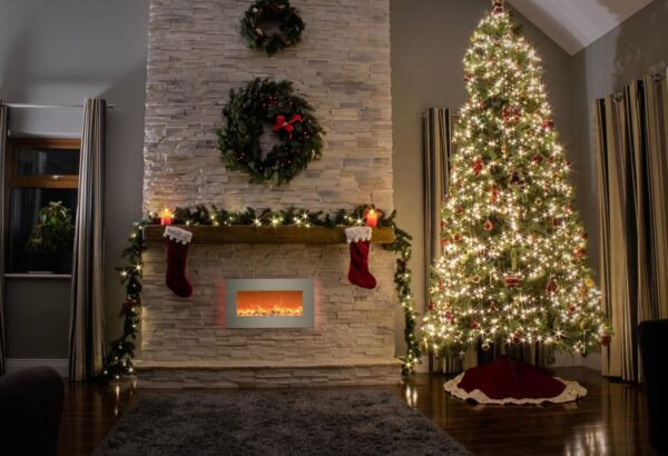 Electric Fireplace - 30 Inch Wall Mounted Fireplace - 13 Backlight Colors and Remote Controlled LED Flames, Heat, and Brightness by Northwest (Silver) - Image 3