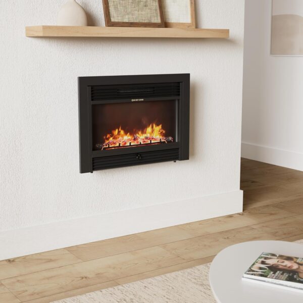 Giantex 28.5" Electric Fireplace Insert, Wall Recessed/Mounted, Freestanding Fireplace with Remote Control, 3 Color Adjustable Flames, 2 Modes Heat, 8 H Timer, 5 Brightness Settings, 750/1500W Heater - Image 2