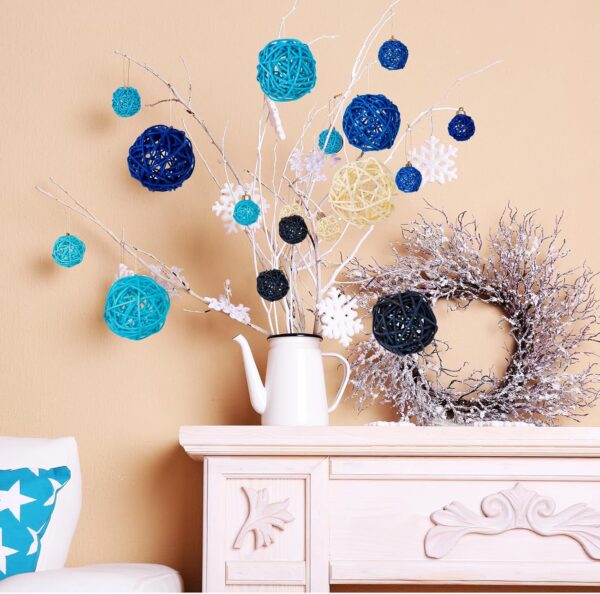 GuassLee Decorative Balls for Bowls Centerpiece, 24Pcs Blue Wicker Rattan Balls Vase Fillers Potpourri Bowl Filler for Home Bathroom Living Dining Room Table Decor DIY Craft, 3 Sizes - Image 5