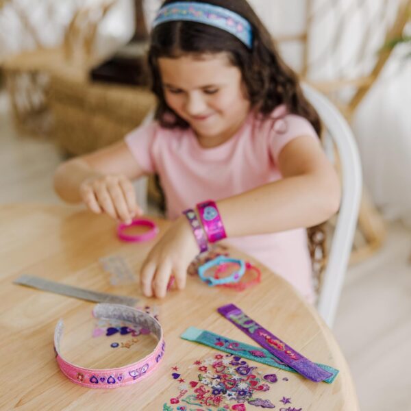 Melissa & Doug Design-Your-Own Bracelets With 100+ Sparkle Gem and Glitter Stickers - Kids Snap Bracelets, Jewelry Crafts For Kids Ages 4+ - Image 7