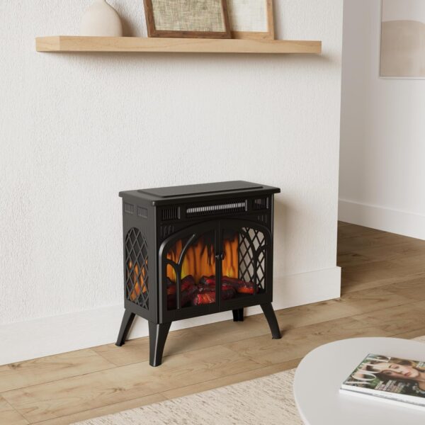 Rintuf Electric Fireplace Heater, 1500W Infrared Fireplace Stove w/ 3D Realistic Flame, 5100BTU Freestanding Electric Stove Heater with Remote Control, 8H Timing, Ideal for Indoor Home Use - Image 2