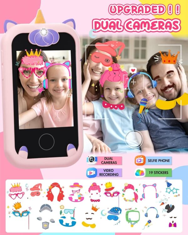 Kids Smart Phone for Girls Unicorns Gifts for Girls Toys 8-10 Years Old Phone Touchscreen Learning Toy Christmas Birthday Gifts for 3 4 5 6 7 8 9 Year Old Girls with 8G Memory Card - Image 4
