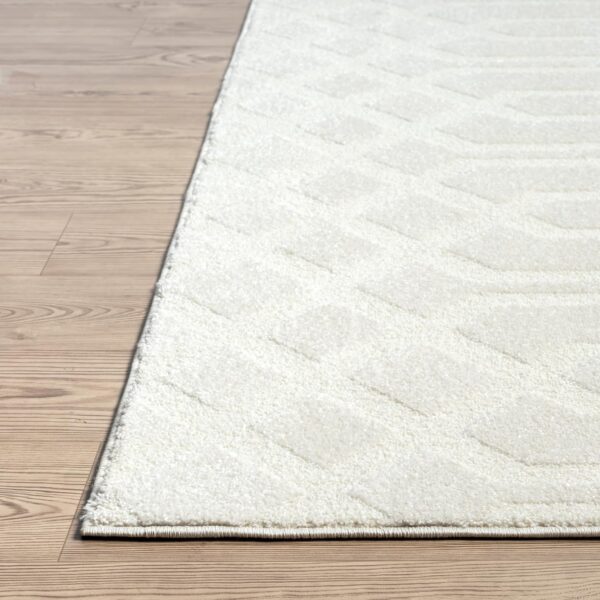 Abani Cozy Cream Area Rug for Living Room, Bedroom - Geometric Diamond Pattern - 4' x 6' - Durable & Easy to Clean - Image 6