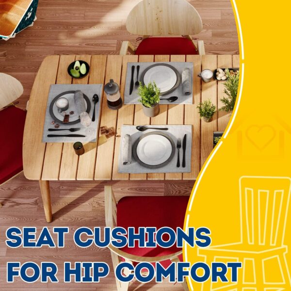 AAAAAcessories U-Shaped Chair Cushions for Dining Chairs with Ties and Removable Cover, 2" Thick Dining Kitchen Chair Pads, Indoor Dining Room Chair Cushions, 17" x 16", 4 Pack, Wine Red - Image 7