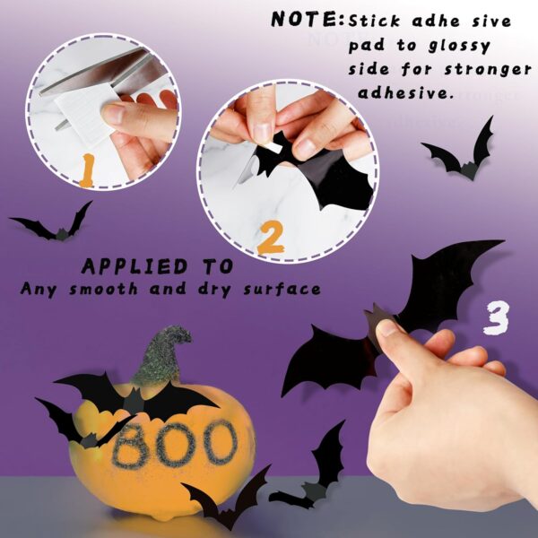 Halloween Party Supplies Hallween Decorations Bats Wall Decor 140PCS Realistic PVC 3D Black Scary Bat Sticker for Creepy Home Decor Halloween Party Decorations DIY Wall Decal Bathroom Indoor Halloween - Image 6