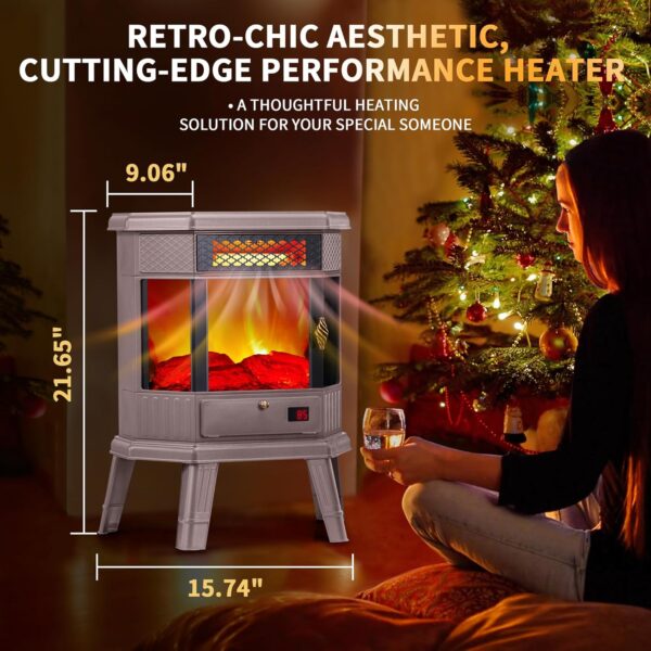 RealSmart Electric Fireplace Heater 22 in Freestanding Fireplace Stove Infrared Fireplace with 3D Flame Effect Remote Control, Timer, Overheating Protection Heater for Indoor Use Brown - Image 7