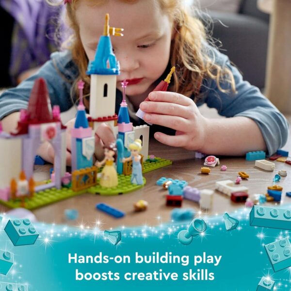 LEGO Disney Princess Creative Castles 43219​, Toy Castle Playset with Belle and Cinderella Mini-Dolls and Bricks Sorting Box, Travel Toys for Girls and Boys, Sensory Toy for Kids Ages 6+ - Image 3