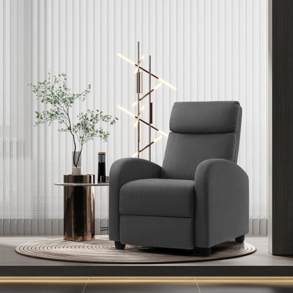JUMMICO Recliner Chair Adjustable Home Theater Single Recliner Sofa Furniture with Thick Seat Cushion and Backrest Modern Living Room Recliners (Fabric, Aurora Grey) - Image 2