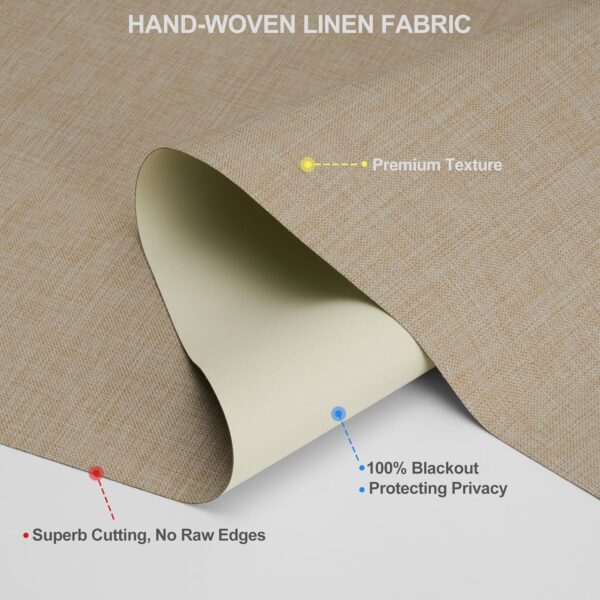 Boolegon Blackout Roller Shades for Windows Linen Fabric Cordless Roller Blinds with Cassette Valance Thermal Insulated Room Darkening Window Shades for Home Door,Light Beige,Custom Sizes - Image 2