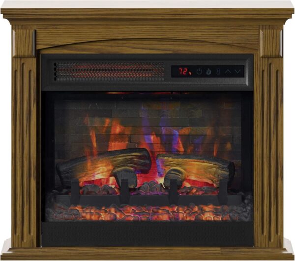 duraflame® Wall Mantel with Infrared Quartz Electric Fireplace and Crackling Sound, Burnished Walnut - Image 2