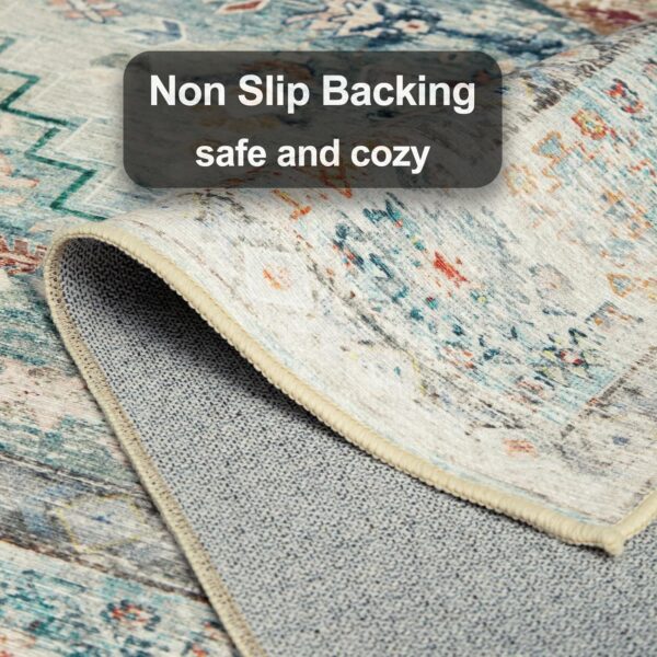 BESTSWEETIE Area Rug 8x10 Rugs for Living Room 8 x 10 Washable Rugs Non Slip Vintage Boho Living Room Rugs for Bedroom Dining Room, Distressed Pattern Carpet, Green - Image 3