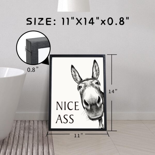 Heiple Framed Bathroom Art Bathroom Wall Decor Farmhouse Home Bathroom Decor Sets Vintage Funny Wall Art Bathroom Signs (11"x14" Black Framed, Donkey) - Image 5