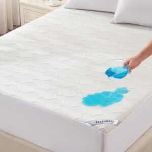 Queen Size Waterproof Mattress Protector, 40% Rayon Derived from Bamboo Cooling Mattress Pad Cover, 3D Air Fabric Breathable Mattress Pad Fitted with Deep Pocket 6"- 15" Machine Washable