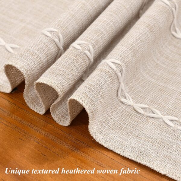 Wracra Rustic Linen Table Runner Farmhouse Style Table Runners 72 inches Long Embroidered Fall Table Runner with Hand-Tassels for Party, Dresser and Dining Room Decorations(Light Coffee, 13"×72") - Image 3