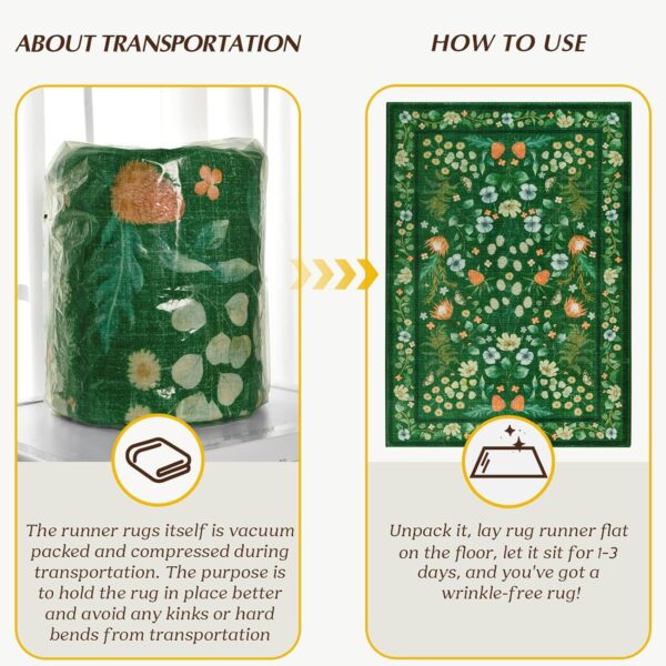 Area Rugs for Living Room 5x7 Non-Slip Carpet Washable Boho Rug Vintage Floral Low Pile Carpet Print Home Rugs for Bedroom Kids Room Playroom Dining Room Home Office Farmhouse,Green - Image 7