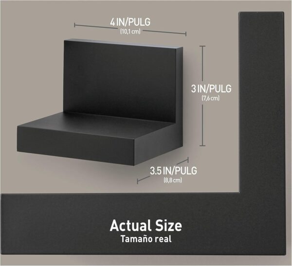 Command Display Ledges, Holds up to 2 lb, Slate, 2 Ledges with 8 Medium Command Strips, Damage Free Hanging Floating Shelf with Adhesive Strips, Personalize Living Room, Bedroom, Kids Room or Office - Image 3