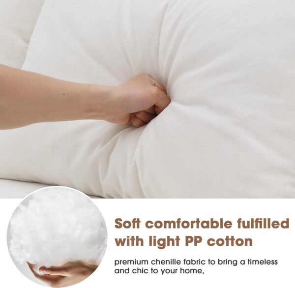 BIADNBZ 109" Modular Sectional Sofa with Chaise Lounge and Pillows, Convertible L Shaped Couch for Living Room Small Spaces Apartment Salon, Upholstered Chenille Fabric Sleeper,White - Image 4