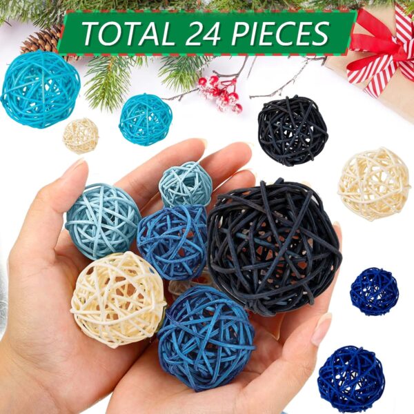 GuassLee Decorative Balls for Bowls Centerpiece, 24Pcs Blue Wicker Rattan Balls Vase Fillers Potpourri Bowl Filler for Home Bathroom Living Dining Room Table Decor DIY Craft, 3 Sizes - Image 4