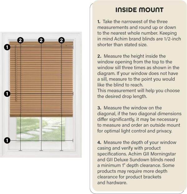Cordless Light Filtering Mini Blind - 23 Inch Width, 42 Inch Length, 1" Slat Size - Pearl White - Cordless GII Morningstar Horizontal Windows Blinds for Interior by Achim Home Decor - Image 4