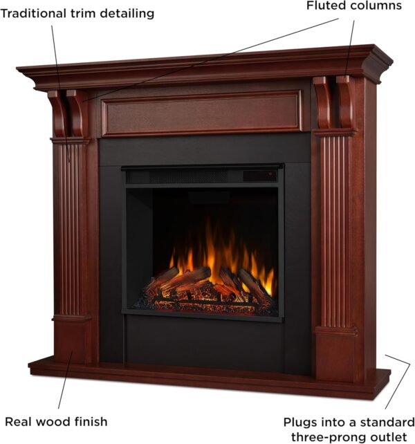 Real Flame Ashley 48" Electric Fireplace with Mantel for Living Room or Bedroom, Replaceable Fireplace Insert Heater, Realistic Log and Flame Effect, Remote Control, Timer. - Image 3