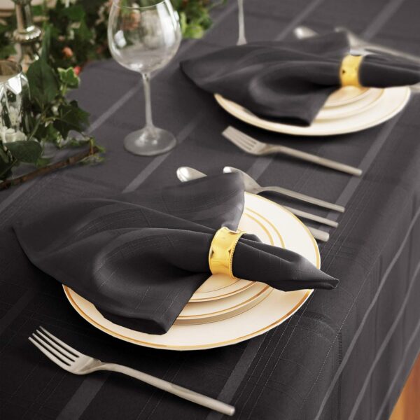 Newbridge 70 Inch Round Fabric Tablecloth, Elegance Plaid, 100% Polyester, No Iron Soil Resistant Dining Room, Party and Banquet Table Cover, Solid Textured, Black - Image 4