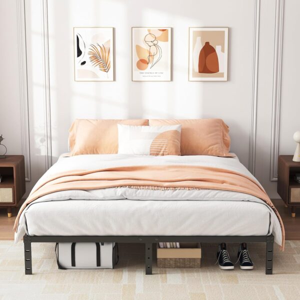ALDRICH 12 Inch Metal Full Size Bed Frame - Double Black Basic Steel Slats Platform, Easy Assembly Heavy Duty Noise Free Bedframes, No Box Spring Needed - Image 6