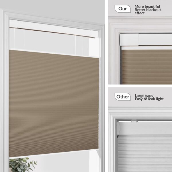 No Tools No Drill Honeycomb Blinds Top Down Bottom Up Cellular Shades No Screw Tension Blinds for Windows Easy to Install Custom Size (Blackout) Dark Brown - Image 5