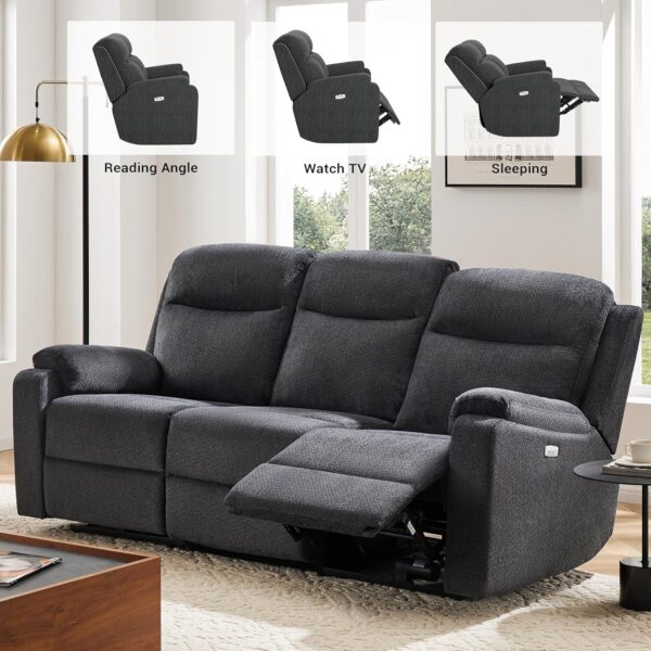 Power Swivel Recliner Chair Rocker Reclining Chairs with Overstuffed Arm and Backrest for Adults, Electric Rocking Recliner Sofa Chair for Living Room, Dark Grey - Image 6