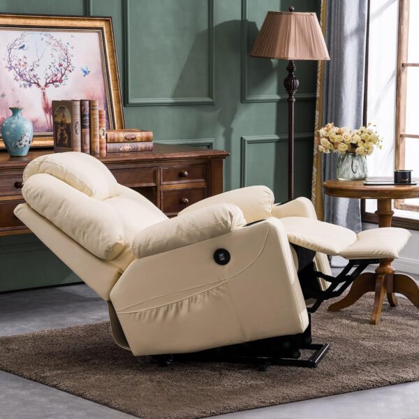 MCombo Electric Power Lift Recliner Chair Sofa with Massage and Heat for Elderly, 3 Positions, 2 Side Pockets, and Cup Holders, USB Ports, Faux Leather 7040 (Medium, Cream White) - Image 5