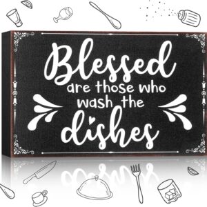 Jetec Wooden Farmhouse Kitchen Decor Black And White Modern Kitchen Wall Decoration Rustic Decorative Funny Tray Art For Shelf Home Cabinets Coffee Counter