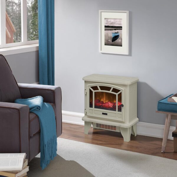Duraflame Electric Fireplace Stove 1500 Watt Infrared Heater with Flickering Flame Effects - Cream - Image 3