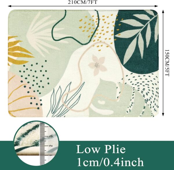 Lahome Green Botanical Print Washable Rugs - 5x7 Area Rugs for Living Room Boho Throw Large Bedroom Kitchen Rug Non-Slip Low-Plie Entryway Rug Floor Mat Carpet for Dining Laundry Room Office Rug - Image 2