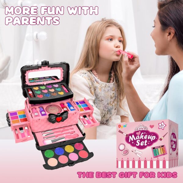 54 Pcs Kids Makeup Kit for Girls, Princess Real Washable Pretend Play Cosmetic Set Toys with Mirror, Non-Toxic & Safe, Birthday Gifts for 3 4 5 6 7 8 9 10 Years Old Girls Kids (Pink) - Image 6
