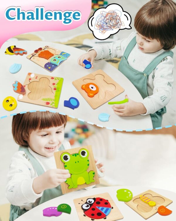 Bekayshad Wooden Puzzles Toddler Toys Gifts for 1 2 3 Year Old Boys Girls, Animal Jigsaw Puzzles Montessori Toys, Learning Educational Christmas Birthday Gifts for Girls Boys Ages 1-3 - Image 2