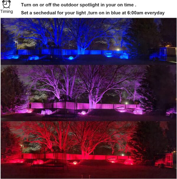 Landscape Lighting,10W Spotlight Outdoor Lights with US Plug and Remote Control,12V Dimmable Garden Lights,Waterproof Outdoor Yard Lights for Decoration (Light Color is Mixed, NOT Pure RGB) - Image 5