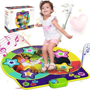 UNIH Dance Mat Kids Toys for 3-12 Year Old,Electronic Dance Pad with Music Girls Toys,Gifts for 3 4 5 6 7 8 9 10+ Year Old Girls