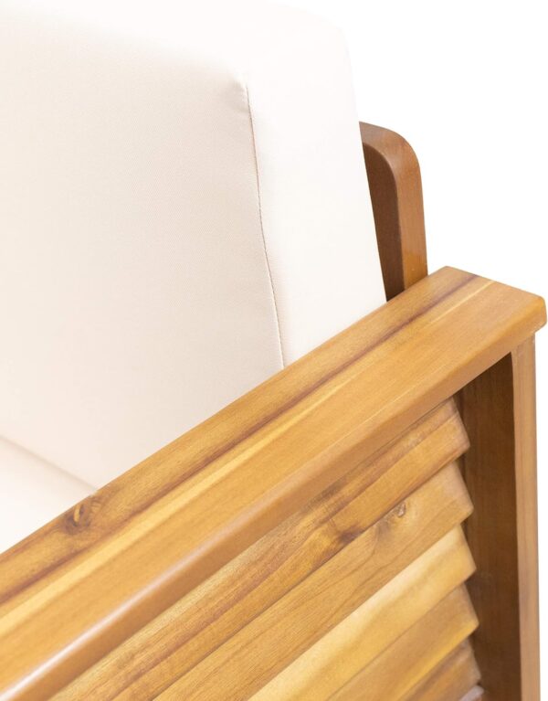 Christopher Knight Home Louver Club Chairs, Teak + Cream - Image 7