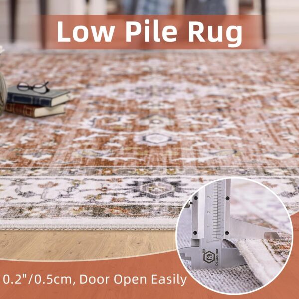 Deerly Large 5x8 Rugs for Dining Room Machine Washable Rugs Boho 5x8 Rug for Living Room Carpet Non-Slip Family & Pet Friendly Area Rugs Print Floor Rug(Border Brick Red 5x8ft) - Image 6