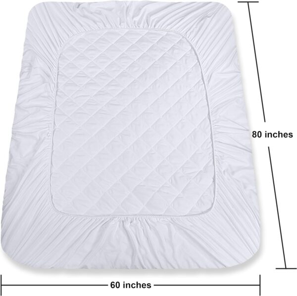 Utopia Bedding Quilted Fitted Mattress Pad (Queen), Elastic Fitted Mattress Protector, Mattress Cover Stretches up to 16 Inches Deep, Machine Washable Mattress Topper (White) - Image 4