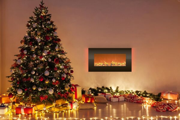 Electric Fireplace - 30 Inch Wall Mounted Fireplace - 13 Backlight Colors and Remote Controlled LED Flames, Heat, and Brightness by Northwest (Black) - Image 7