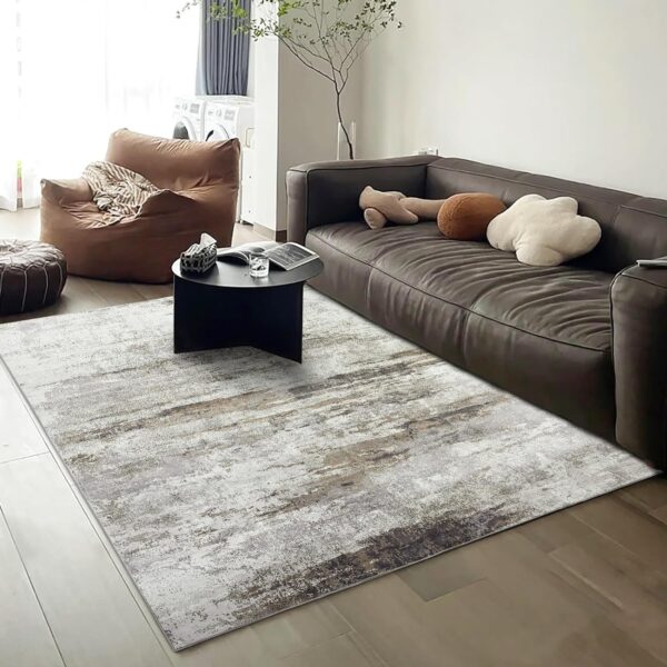 OMERAI Washable Rug 5'x7' Abstract Machine Washable Rugs Ultra-Thin Area Rugs for Living Room Non Slip Stain Resistant Modern Carpet for Bedroom Dining Room Office Kitchen Brown Rug Washable (Brown) - Image 7