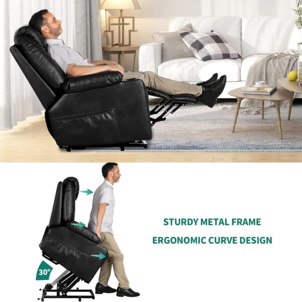 YITAHOME Power Lift Recliner Chair for Elderly Recliner Chair with Massage and Heat Faux Leather Lift Chair with Remote Control for Living Room, with 2 Cup Holders Side Pockets, Black - Image 6