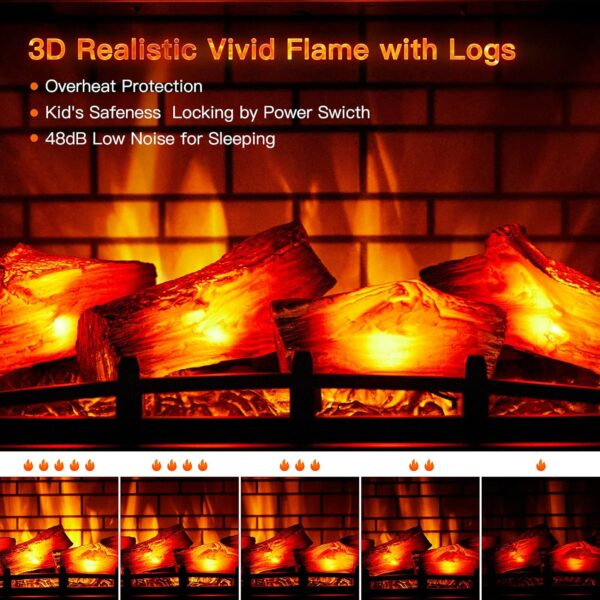 Electric Fireplace Infrared Heater 3D Freestanding Fireplace Stove Heater with Remote Control, Timer, Adjustable Flame Effect, Upgraded Safety Protection 24" - Image 6
